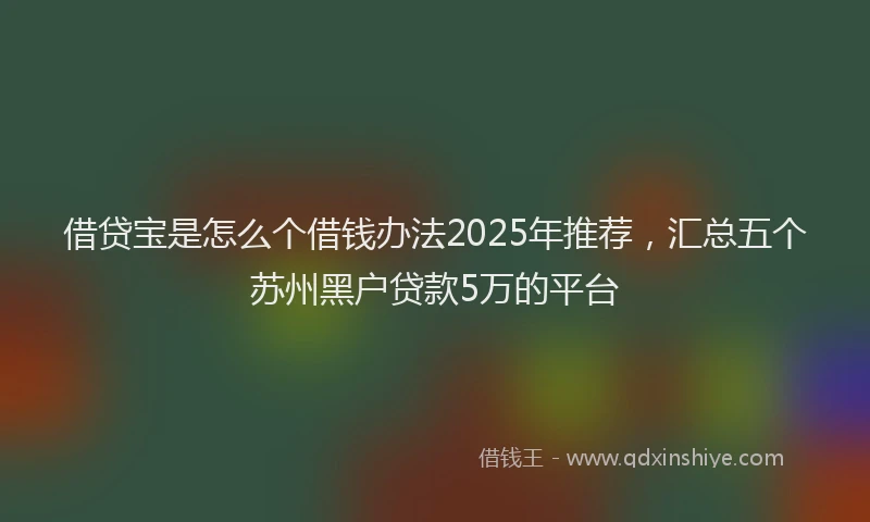 借贷宝是怎么个借钱办法2025年推荐，汇总五个苏州黑户贷款5万的平台