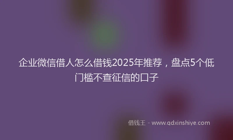企业微信借人怎么借钱2025年推荐，盘点5个低门槛不查征信的口子