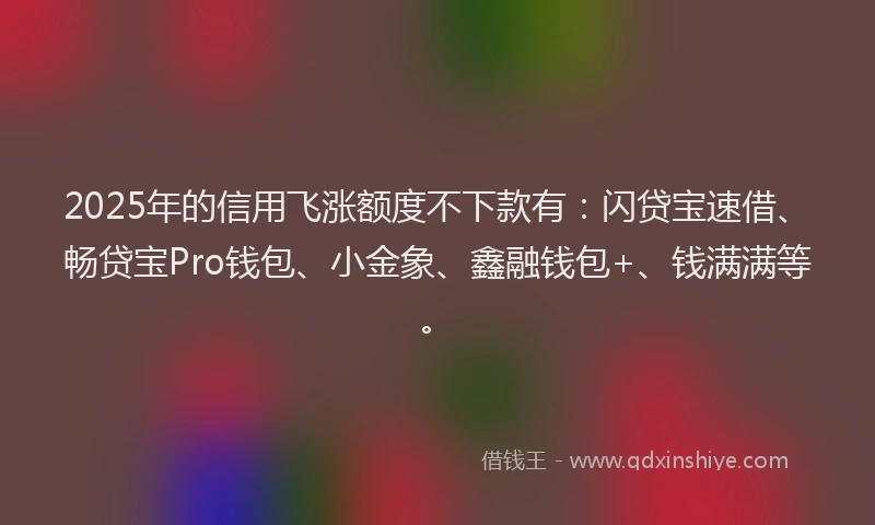 2025年的信用飞涨额度不下款有：闪贷宝速借、畅贷宝Pro钱包、小金象、鑫融钱包+、钱满满等。