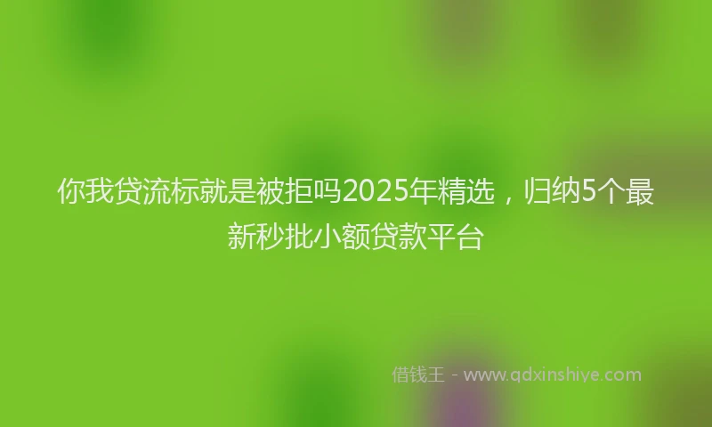 你我贷流标就是被拒吗2025年精选，归纳5个最新秒批小额贷款平台