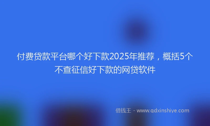 付费贷款平台哪个好下款2025年推荐，概括5个不查征信好下款的网贷软件