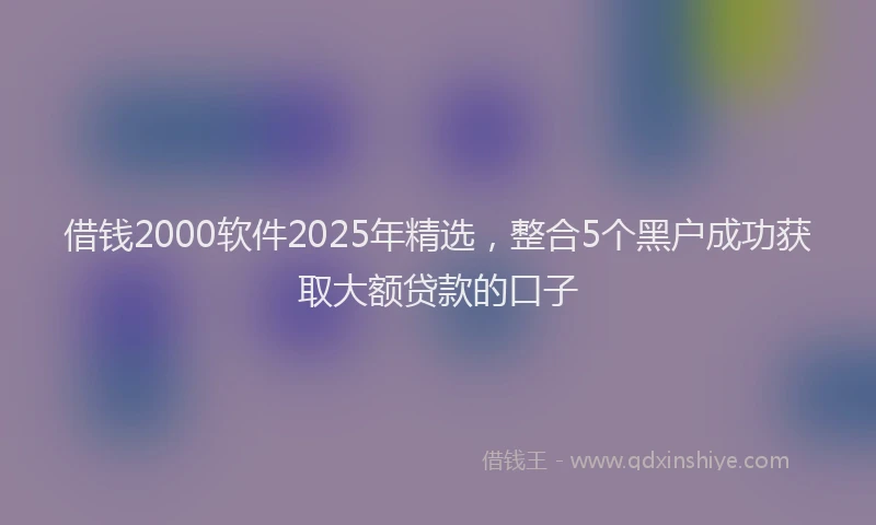 借钱2000软件2025年精选，整合5个黑户成功获取大额贷款的口子