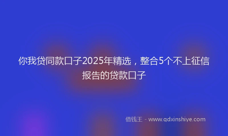 你我贷同款口子2025年精选，整合5个不上征信报告的贷款口子