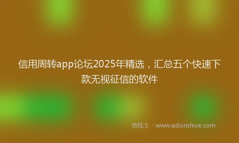 信用周转app论坛2025年精选，汇总五个快速下款无视征信的软件