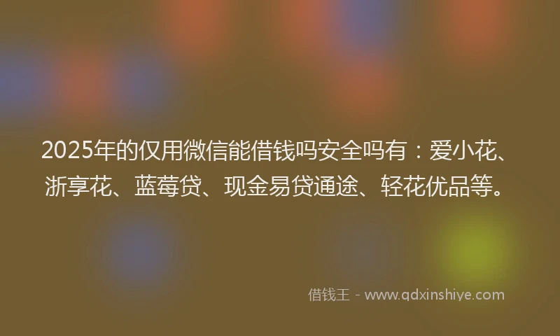 2025年的仅用微信能借钱吗安全吗有：爱小花、浙享花、蓝莓贷、现金易贷通途、轻花优品等。
