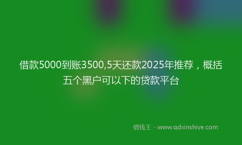 借款5000到账3500,5天还款2025年推荐，概括五个黑户可以下的贷款平台