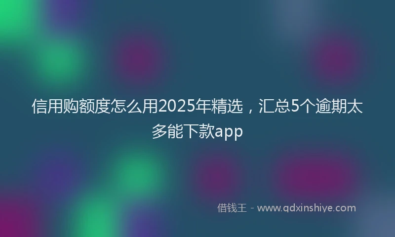 信用购额度怎么用2025年精选，汇总5个逾期太多能下款app