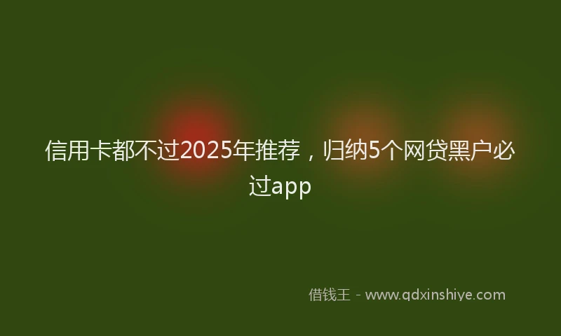 信用卡都不过2025年推荐，归纳5个网贷黑户必过app