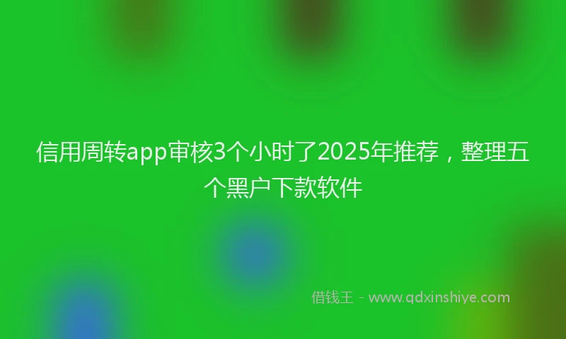 信用周转app审核3个小时了2025年推荐，整理五个黑户下款软件