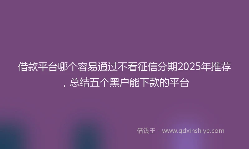 借款平台哪个容易通过不看征信分期2025年推荐，总结五个黑户能下款的平台