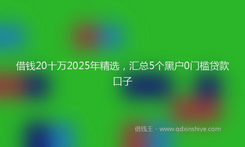 借钱20十万2025年精选，汇总5个黑户0门槛贷款口子