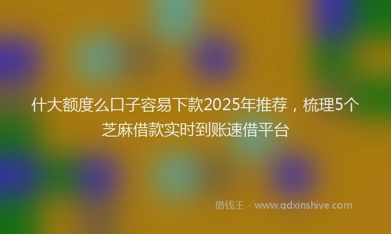 什大额度么口子容易下款2025年推荐，梳理5个芝麻借款实时到账速借平台