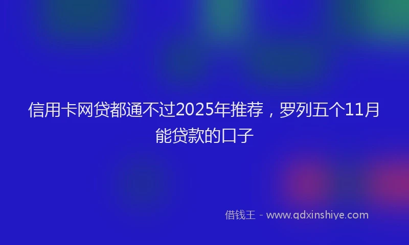 信用卡网贷都通不过2025年推荐，罗列五个11月能贷款的口子