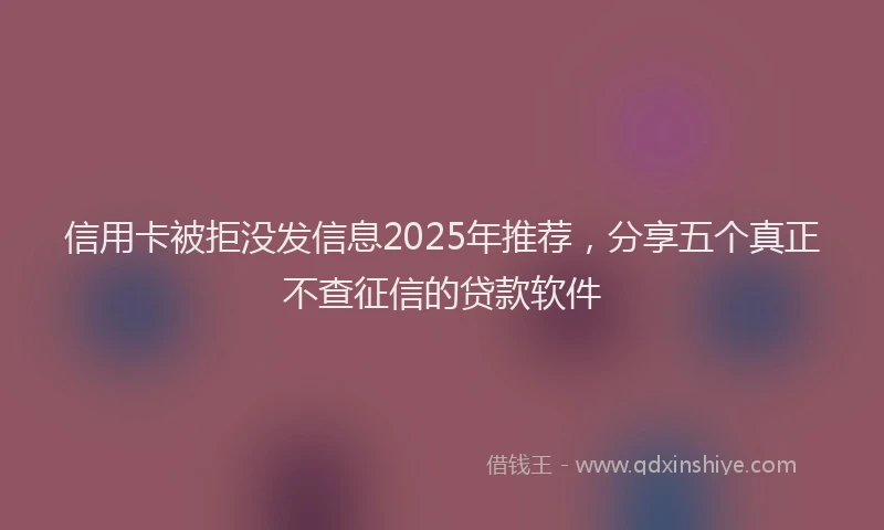 信用卡被拒没发信息2025年推荐，分享五个真正不查征信的贷款软件