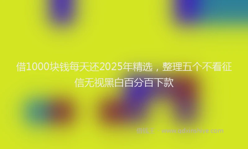 借1000块钱每天还2025年精选，整理五个不看征信无视黑白百分百下款
