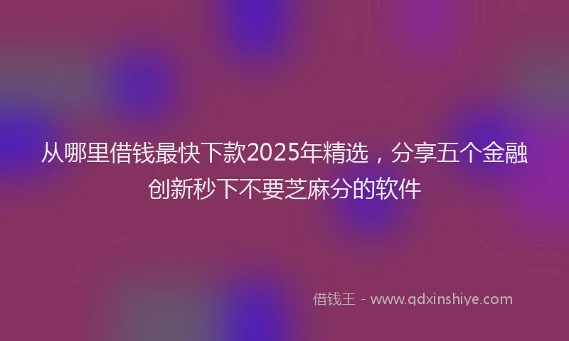 从哪里借钱最快下款2025年精选，分享五个金融创新秒下不要芝麻分的软件