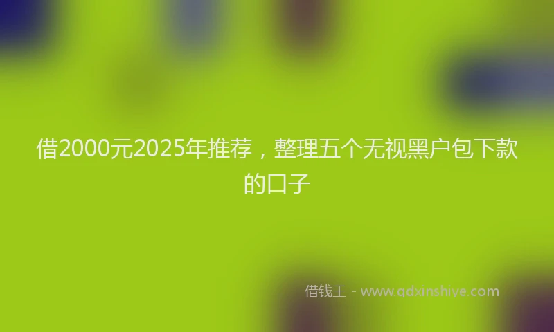借2000元2025年推荐，整理五个无视黑户包下款的口子