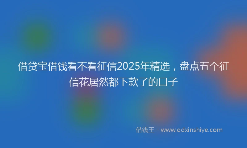 借贷宝借钱看不看征信2025年精选，盘点五个征信花居然都下款了的口子