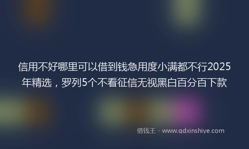信用不好哪里可以借到钱急用度小满都不行2025年精选，罗列5个不看征信无视黑白百分百下款