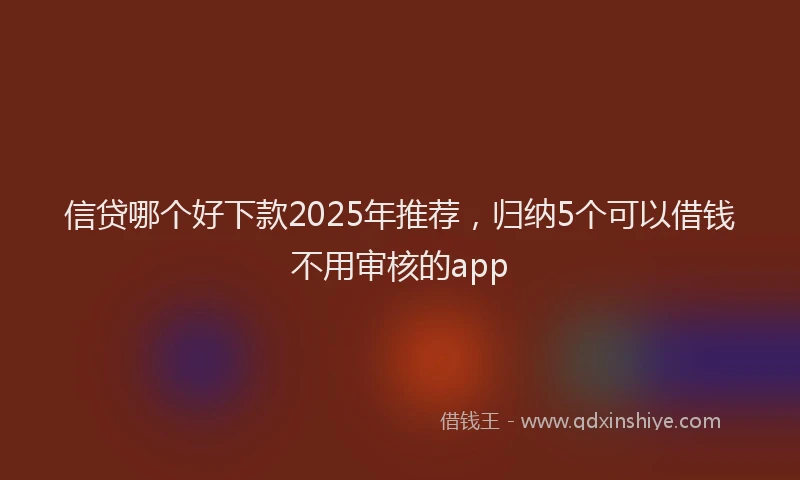 信贷哪个好下款2025年推荐，归纳5个可以借钱不用审核的app