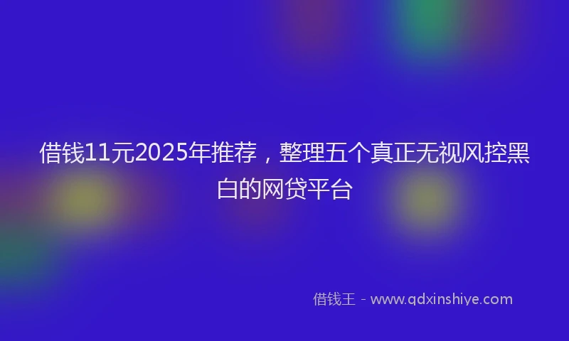 借钱11元2025年推荐，整理五个真正无视风控黑白的网贷平台