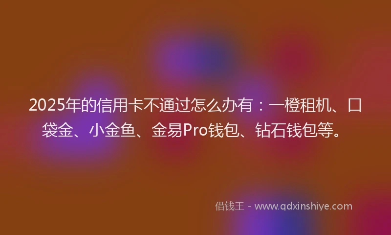 2025年的信用卡不通过怎么办有：一橙租机、口袋金、小金鱼、金易Pro钱包、钻石钱包等。