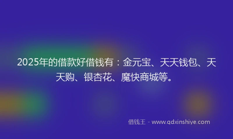 2025年的借款好借钱有：金元宝、天天钱包、天天购、银杏花、魔快商城等。