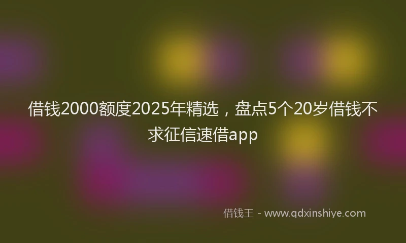 借钱2000额度2025年精选，盘点5个20岁借钱不求征信速借app