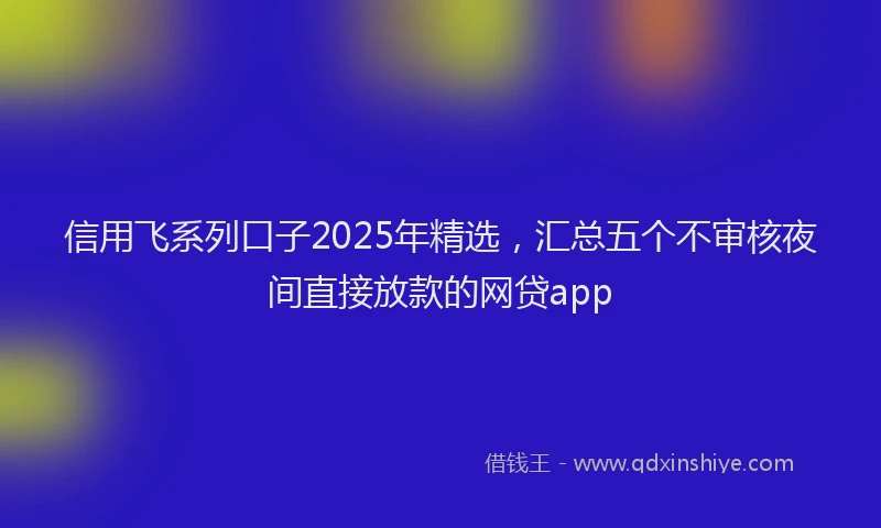信用飞系列口子2025年精选，汇总五个不审核夜间直接放款的网贷app