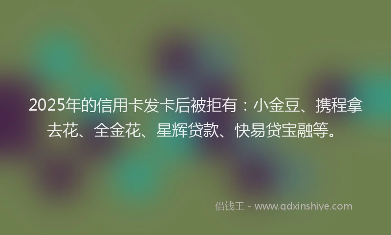 2025年的信用卡发卡后被拒有：小金豆、携程拿去花、全金花、星辉贷款、快易贷宝融等。