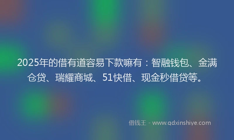 2025年的借有道容易下款嘛有：智融钱包、金满仓贷、瑞耀商城、51快借、现金秒借贷等。