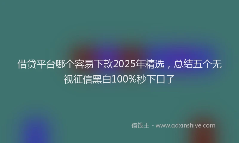 借贷平台哪个容易下款2025年精选，总结五个无视征信黑白100%秒下口子