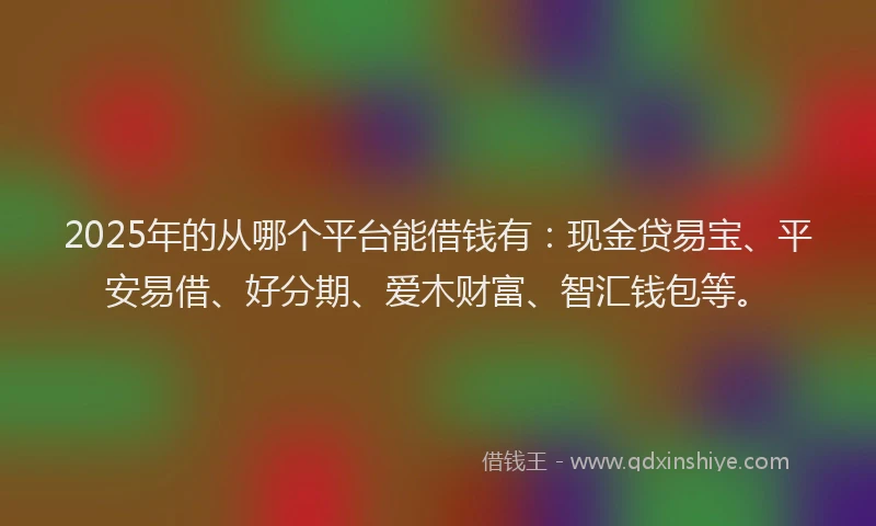 2025年的从哪个平台能借钱有：现金贷易宝、平安易借、好分期、爱木财富、智汇钱包等。
