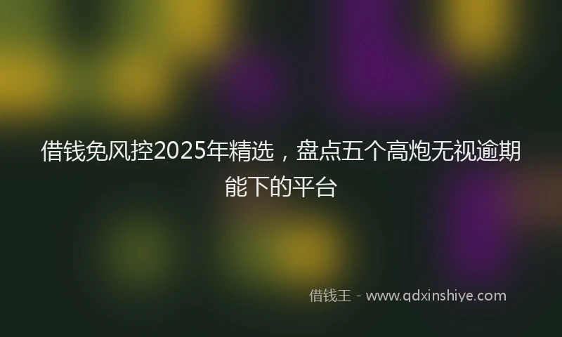 借钱免风控2025年精选，盘点五个高炮无视逾期能下的平台