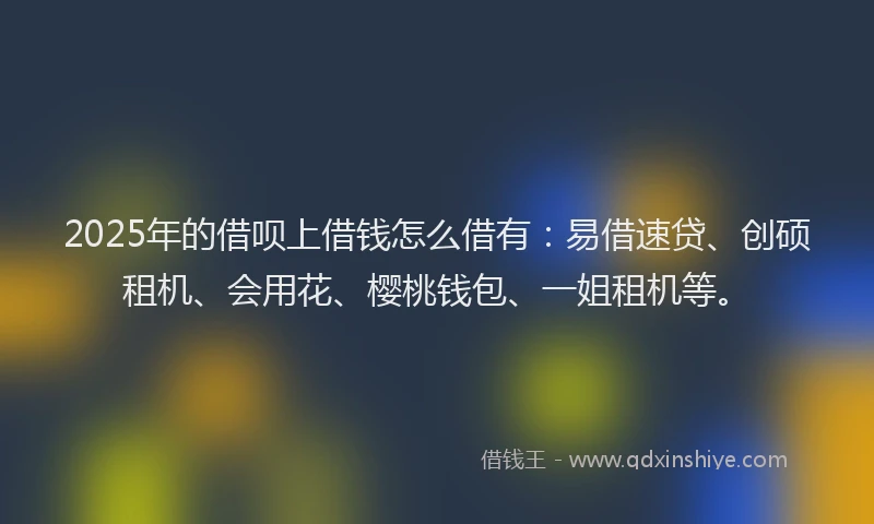 2025年的借呗上借钱怎么借有：易借速贷、创硕租机、会用花、樱桃钱包、一姐租机等。