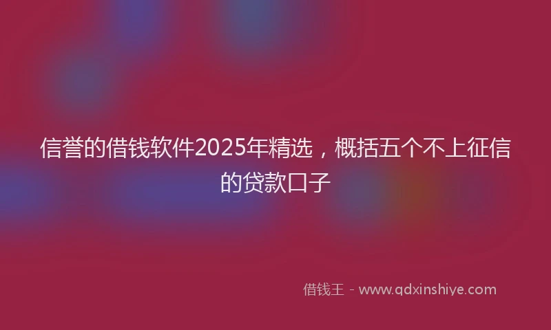 信誉的借钱软件2025年精选，概括五个不上征信的贷款口子