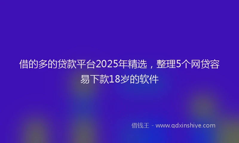 借的多的贷款平台2025年精选，整理5个网贷容易下款18岁的软件