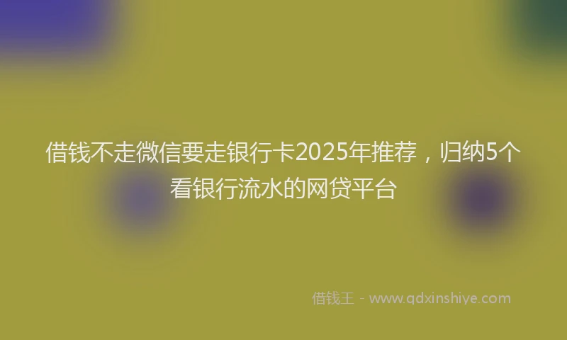 借钱不走微信要走银行卡2025年推荐，归纳5个看银行流水的网贷平台