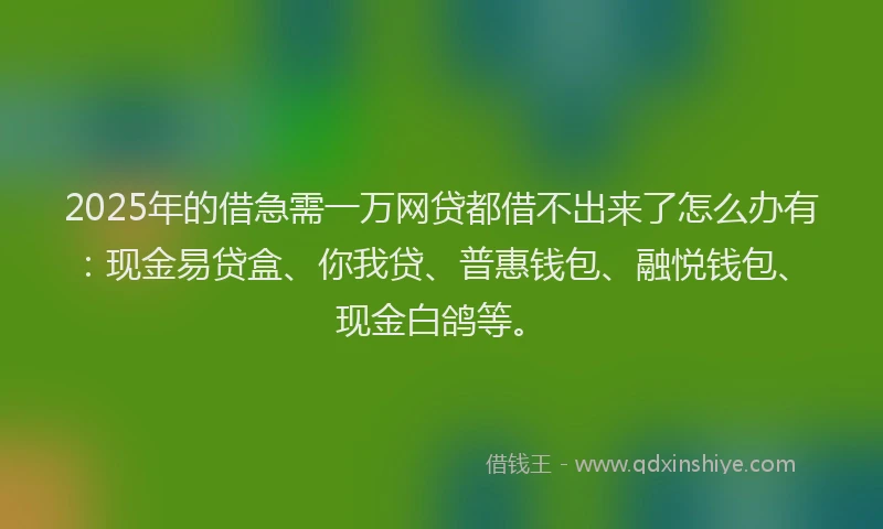 2025年的借急需一万网贷都借不出来了怎么办有：现金易贷盒、你我贷、普惠钱包、融悦钱包、现金白鸽等。