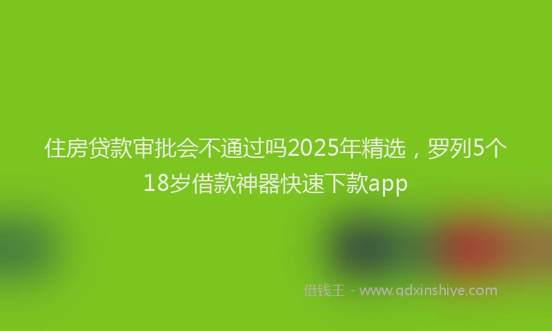 住房贷款审批会不通过吗2025年精选，罗列5个18岁借款神器快速下款app