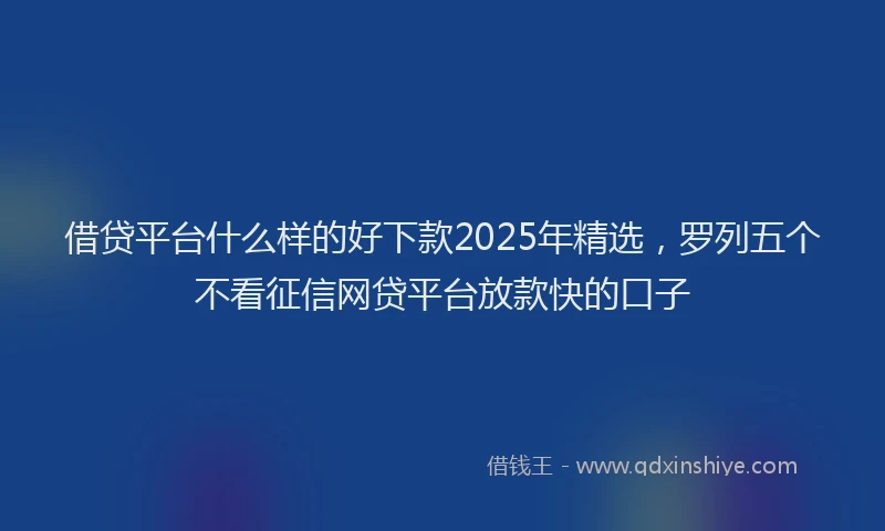 借贷平台什么样的好下款2025年精选，罗列五个不看征信网贷平台放款快的口子