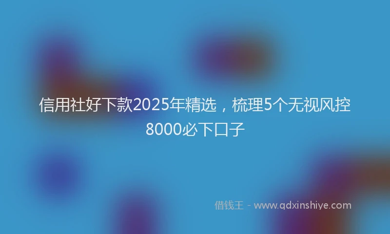 信用社好下款2025年精选，梳理5个无视风控8000必下口子