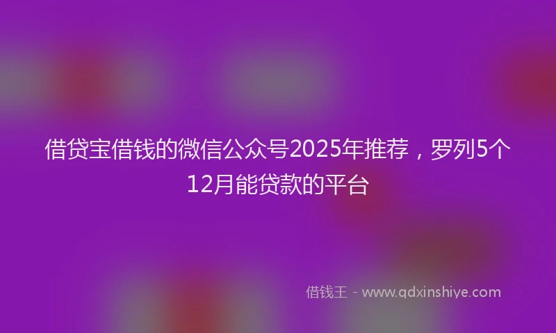 借贷宝借钱的微信公众号2025年推荐，罗列5个12月能贷款的平台