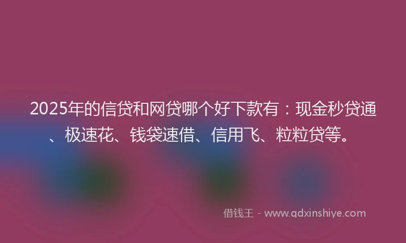 2025年的信贷和网贷哪个好下款有：现金秒贷通、极速花、钱袋速借、信用飞、粒粒贷等。
