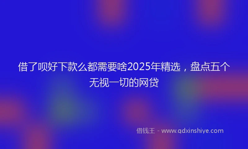 借了呗好下款么都需要啥2025年精选，盘点五个无视一切的网贷