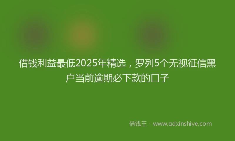 借钱利益最低2025年精选，罗列5个无视征信黑户当前逾期必下款的口子