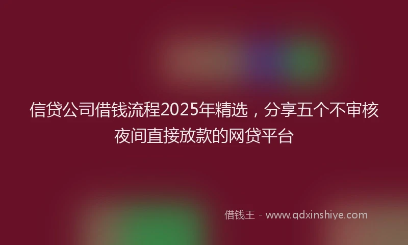 信贷公司借钱流程2025年精选，分享五个不审核夜间直接放款的网贷平台