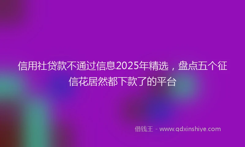 信用社贷款不通过信息2025年精选，盘点五个征信花居然都下款了的平台