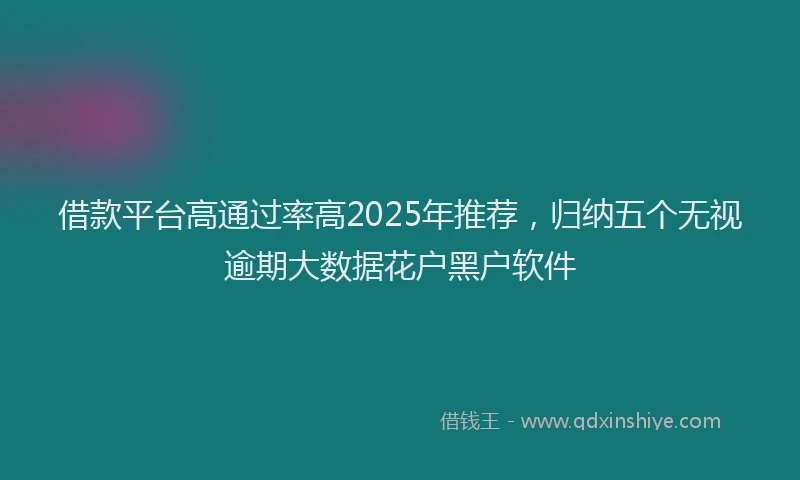 借款平台高通过率高2025年推荐，归纳五个无视逾期大数据花户黑户软件