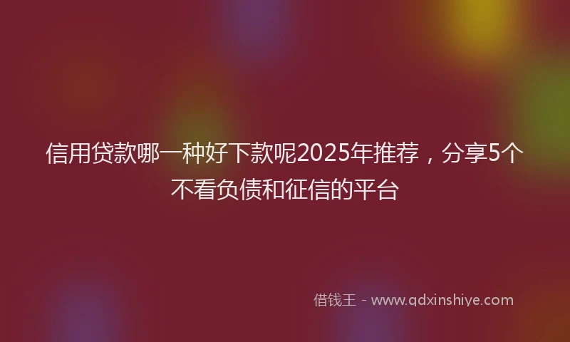 信用贷款哪一种好下款呢2025年推荐，分享5个不看负债和征信的平台